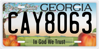 GA license plate CAY8063