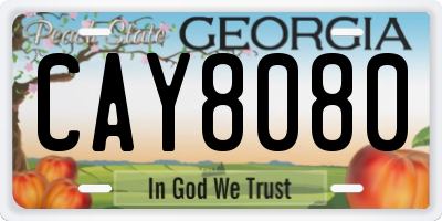 GA license plate CAY8080