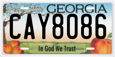 GA license plate CAY8086