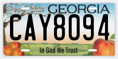 GA license plate CAY8094