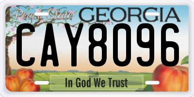 GA license plate CAY8096