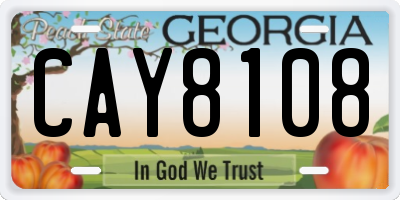 GA license plate CAY8108