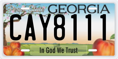GA license plate CAY8111