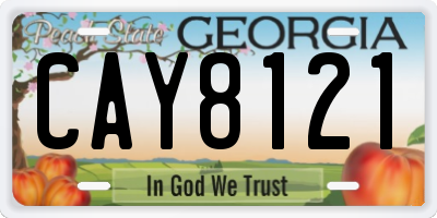 GA license plate CAY8121