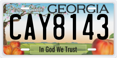 GA license plate CAY8143