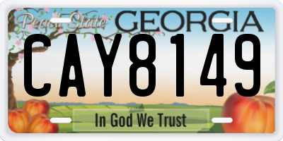 GA license plate CAY8149