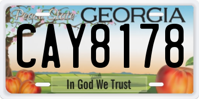 GA license plate CAY8178