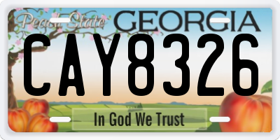 GA license plate CAY8326