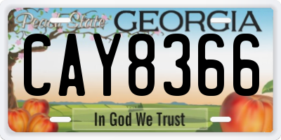 GA license plate CAY8366