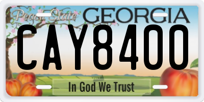 GA license plate CAY8400