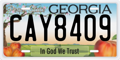 GA license plate CAY8409