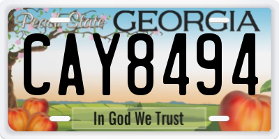 GA license plate CAY8494