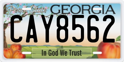 GA license plate CAY8562