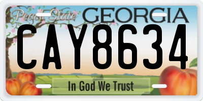 GA license plate CAY8634