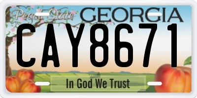 GA license plate CAY8671