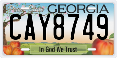 GA license plate CAY8749