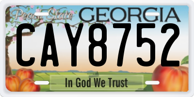 GA license plate CAY8752