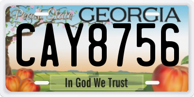 GA license plate CAY8756