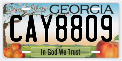 GA license plate CAY8809