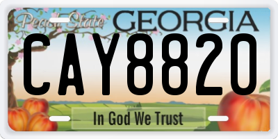 GA license plate CAY8820