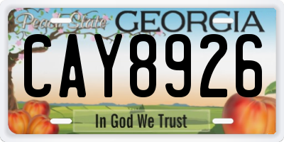 GA license plate CAY8926