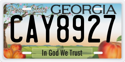GA license plate CAY8927