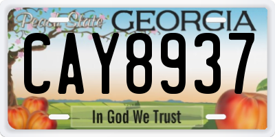 GA license plate CAY8937