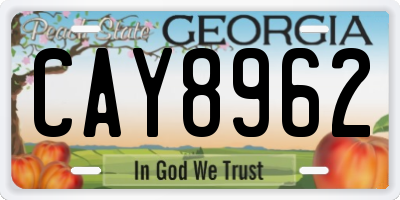 GA license plate CAY8962