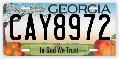 GA license plate CAY8972