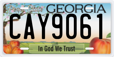 GA license plate CAY9061