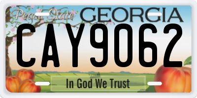 GA license plate CAY9062