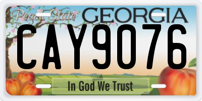 GA license plate CAY9076