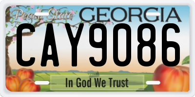 GA license plate CAY9086