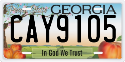 GA license plate CAY9105