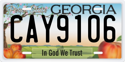 GA license plate CAY9106