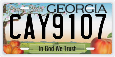 GA license plate CAY9107