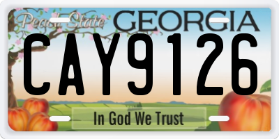 GA license plate CAY9126