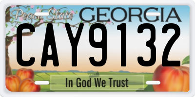 GA license plate CAY9132