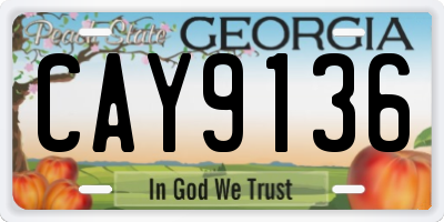 GA license plate CAY9136