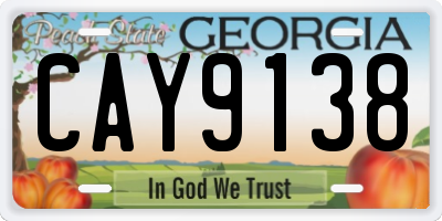 GA license plate CAY9138