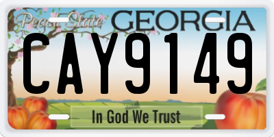 GA license plate CAY9149