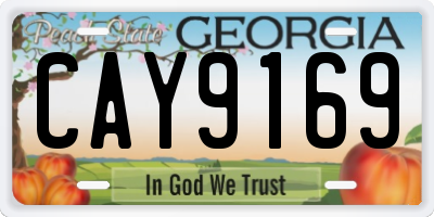 GA license plate CAY9169