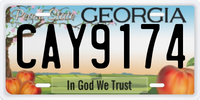 GA license plate CAY9174