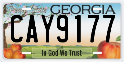 GA license plate CAY9177