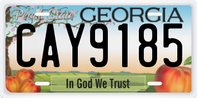 GA license plate CAY9185
