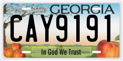 GA license plate CAY9191