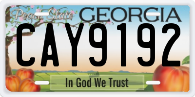 GA license plate CAY9192