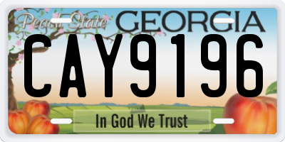 GA license plate CAY9196