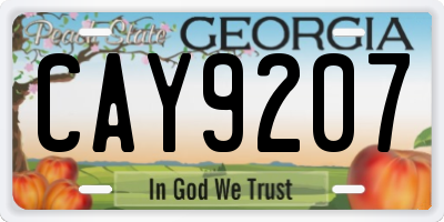 GA license plate CAY9207