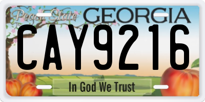 GA license plate CAY9216